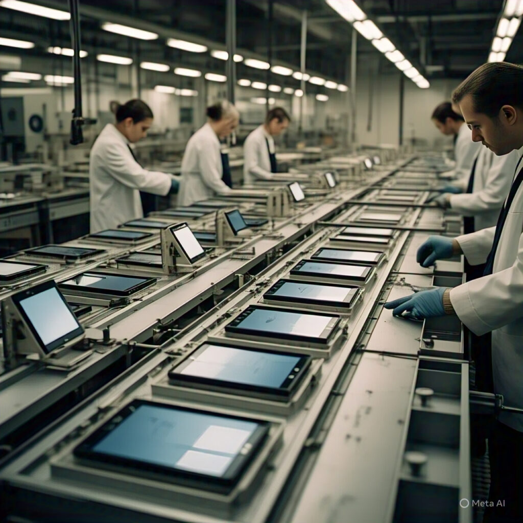Precision work on iPhone 17 Pro display assembly line