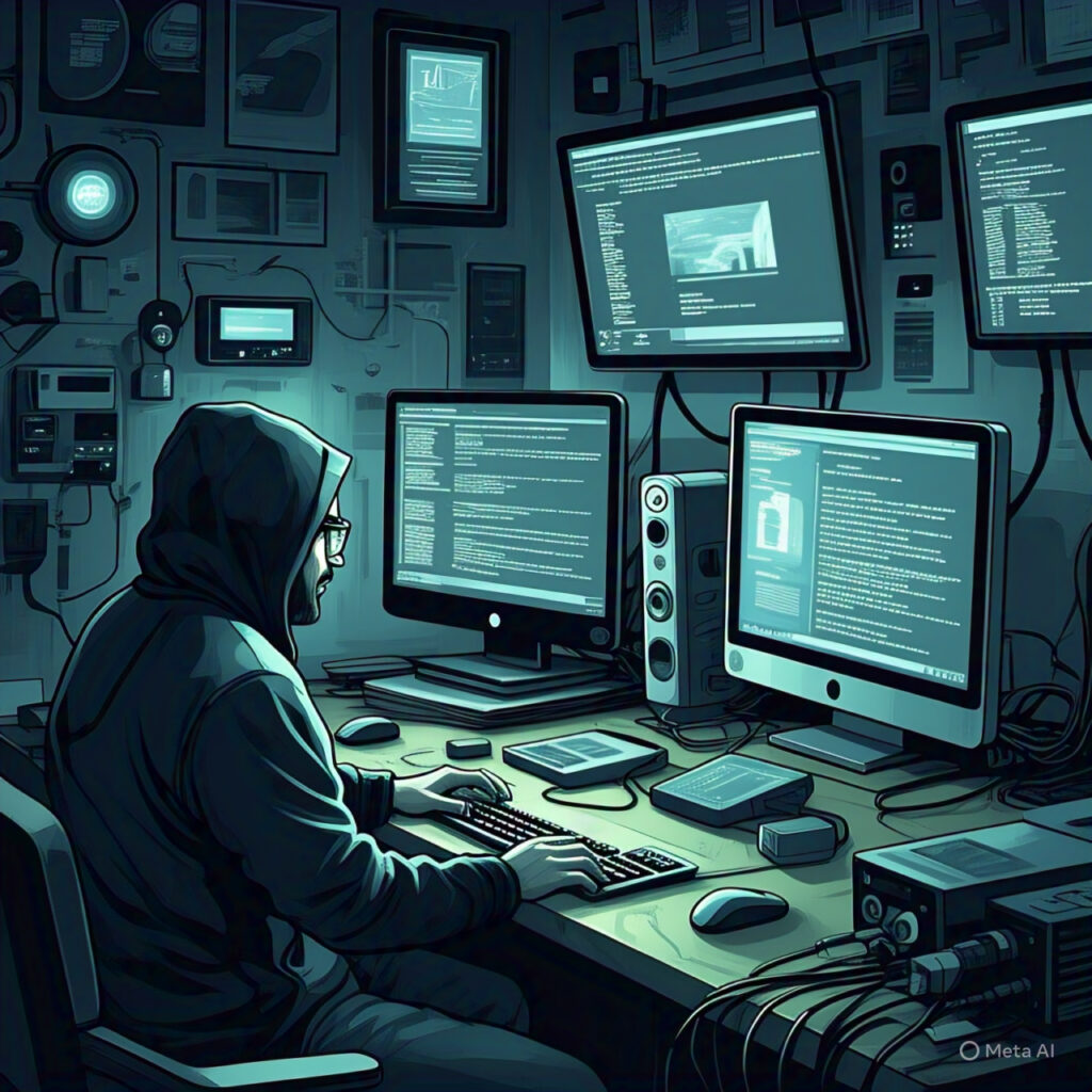Illustration of a hacker accessing smart home devices from afar