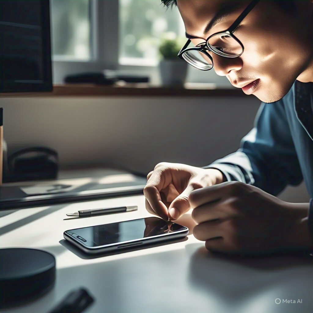 Person applying screen protector due to iPhone 17 Pro display upgrade cancellation