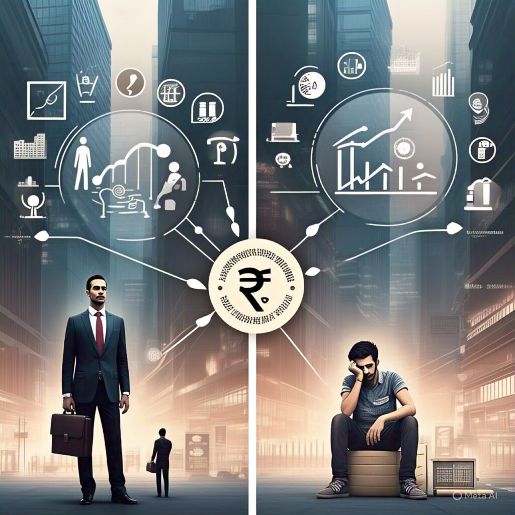 Infographic illustrating the benefits and drawbacks of a strong Indian Rupee (INR). On the left, benefits such as cheaper imports and easier foreign travel; on the right, drawbacks like lower export revenue and pressure on remittances