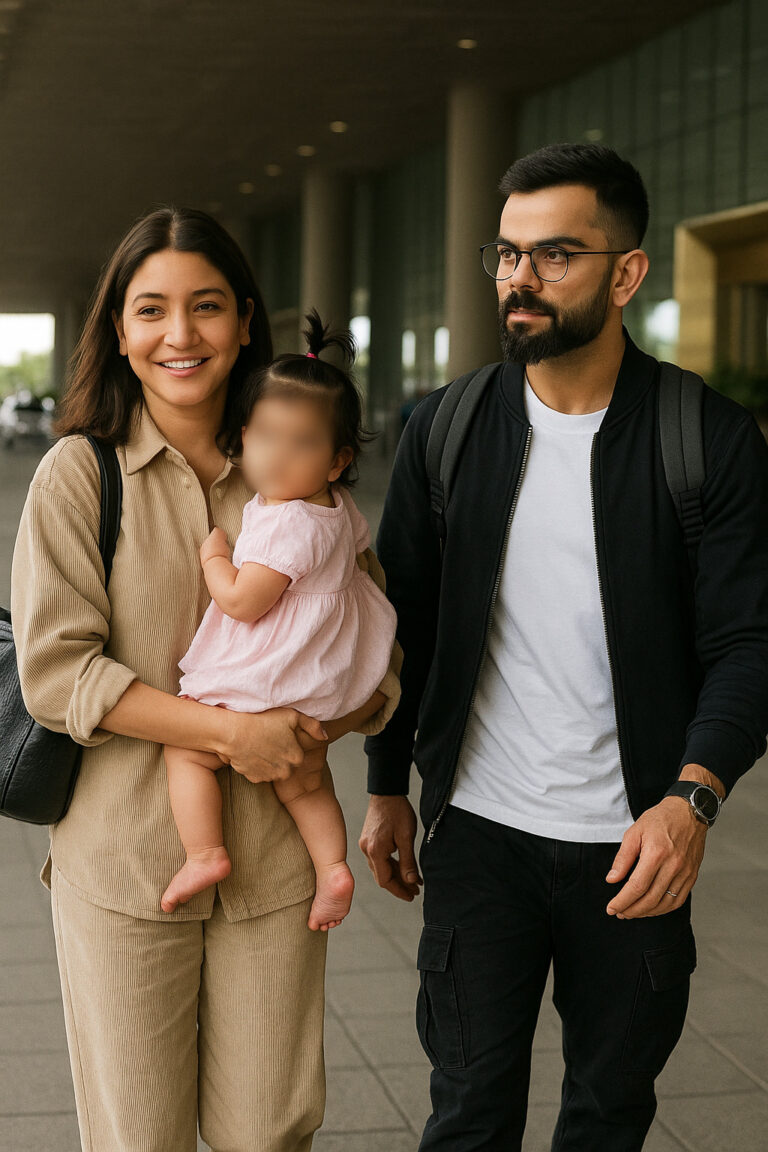 Vamika Kohli airport teddy bear moment captured at Mumbai airport with Virat Kohli and Anushka Sharma