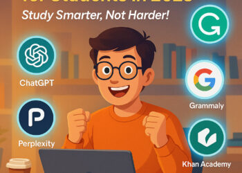 Student using free AI tools for studying in 2025 with ChatGPT, Gemini, and more