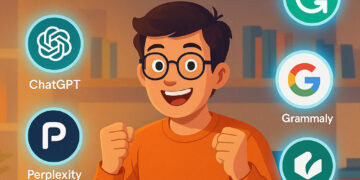 Student using free AI tools for studying in 2025 with ChatGPT, Gemini, and more