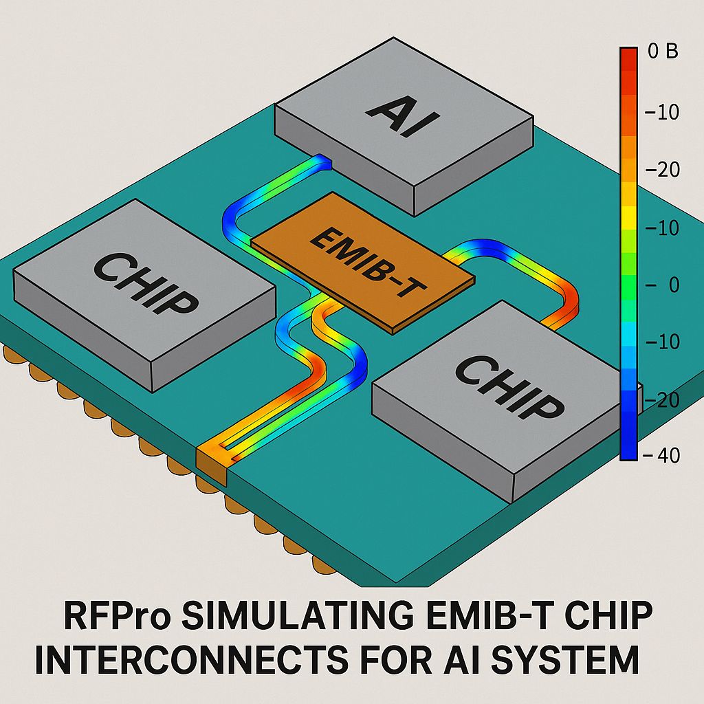 RFPro simulating EMIB-T chip interconnects for AI system