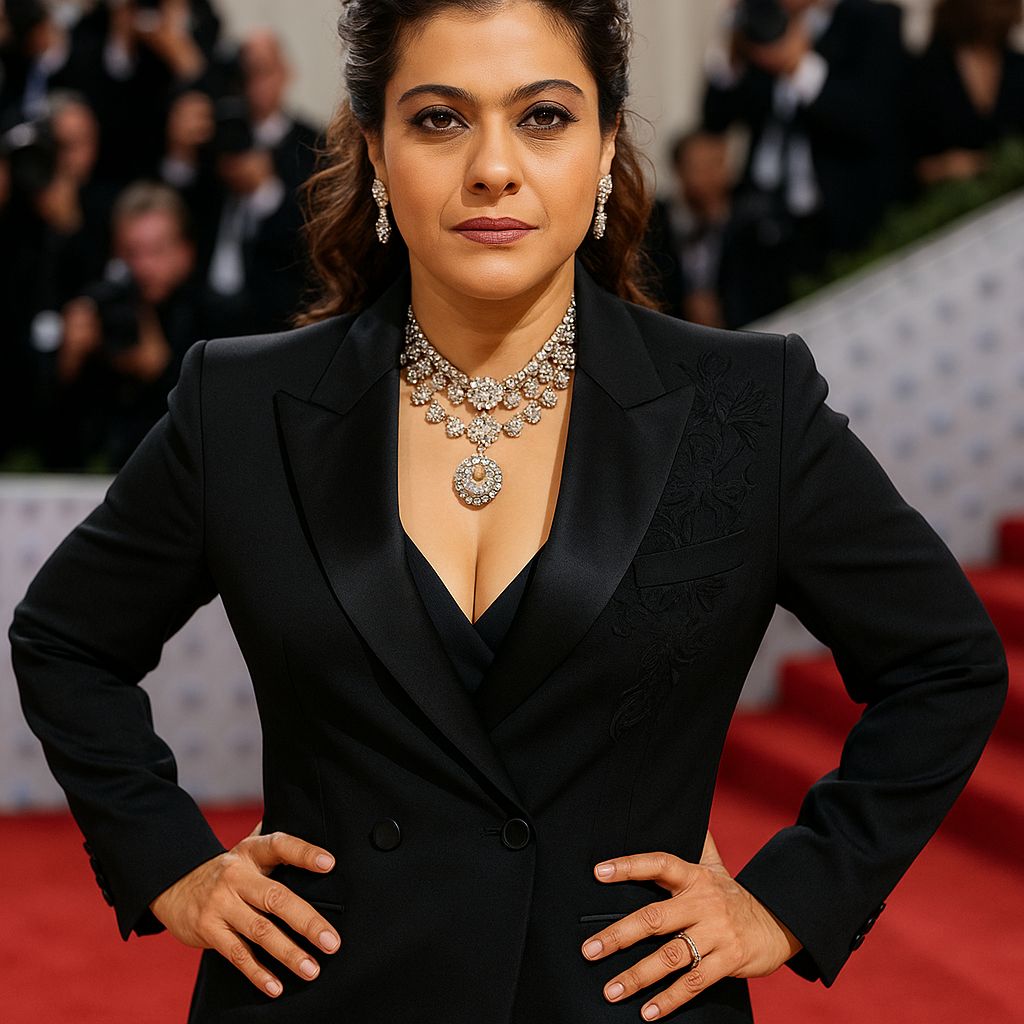 Kajol recreates Shah Rukh Khan Met Gala Look in black blazer and jewelry