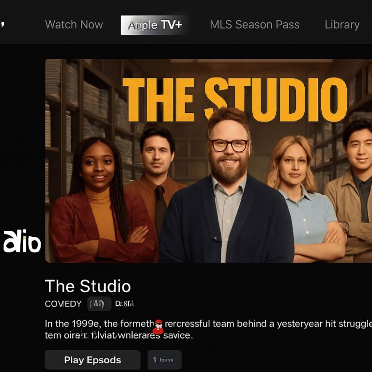 Apple TV+ interface showing The Studio series page