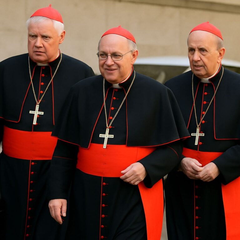 Cardinal Gerhard Ludwig Mueller, Cardinal Giuseppe Versaldi and Cardinal Lorenzo Baldisseri arrive for a general congregation meeting