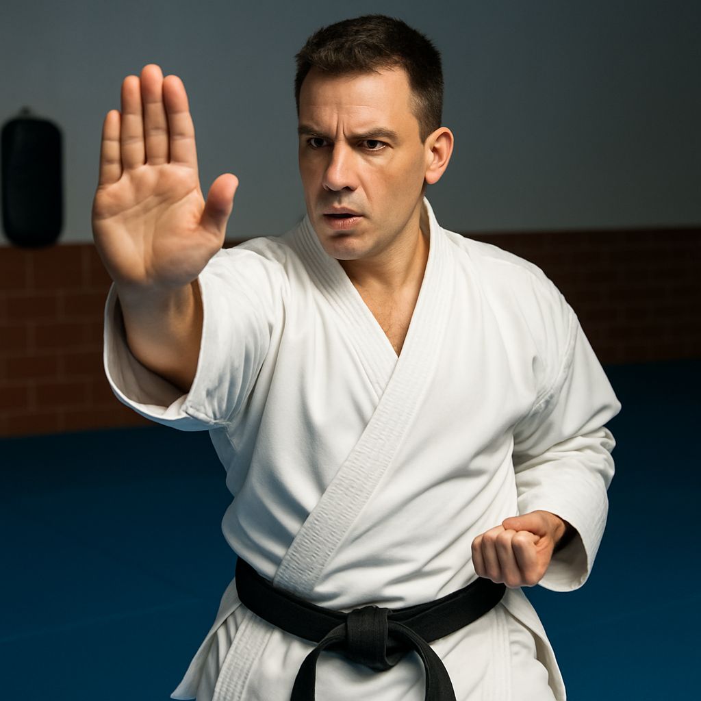 Karate self-defense palm heel strike