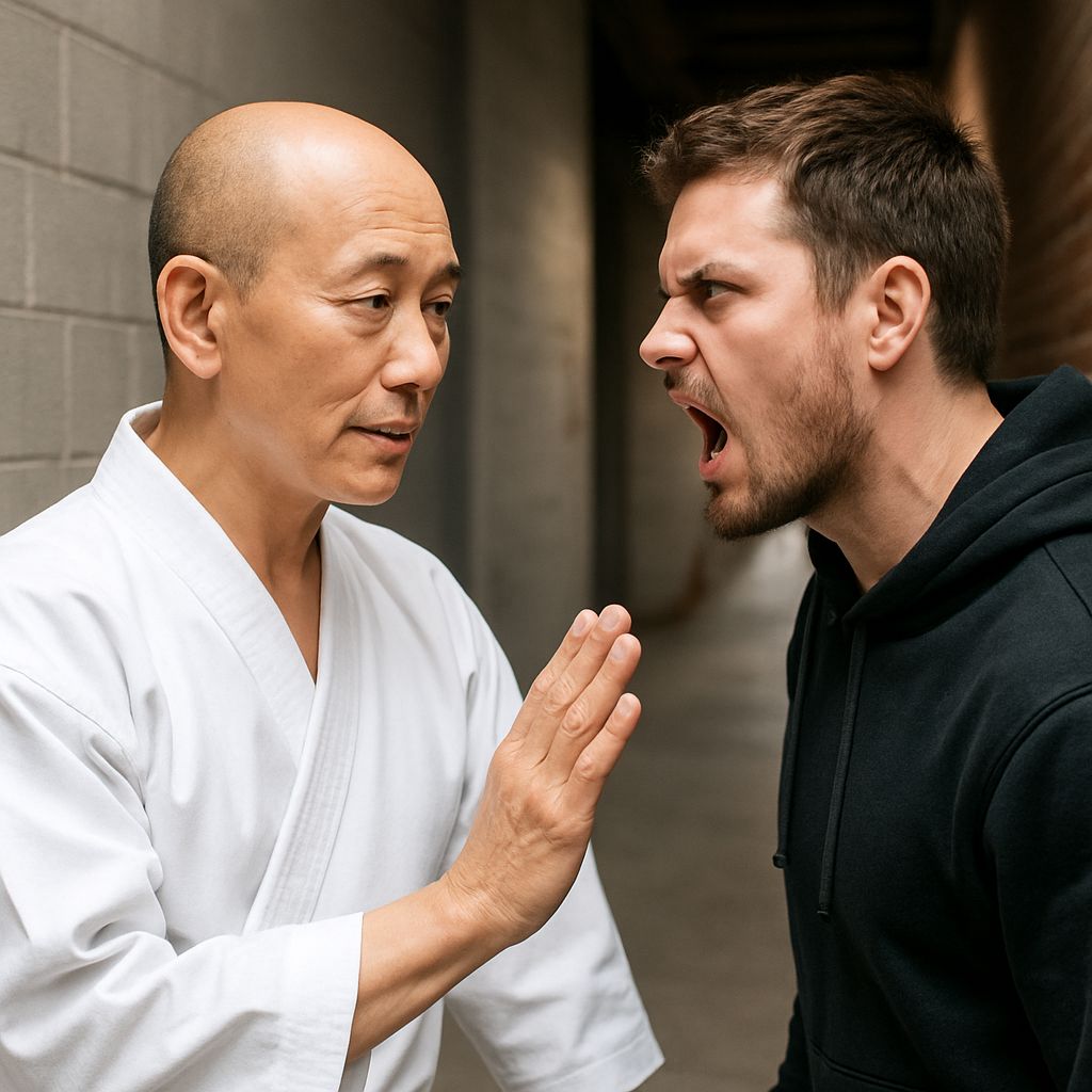 De-escalation using karate self-defense