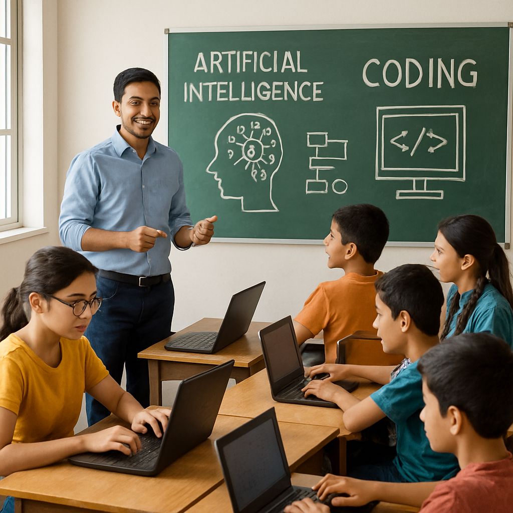 Students learning AI under the IndiaAI Mission for Technologically Empowered India