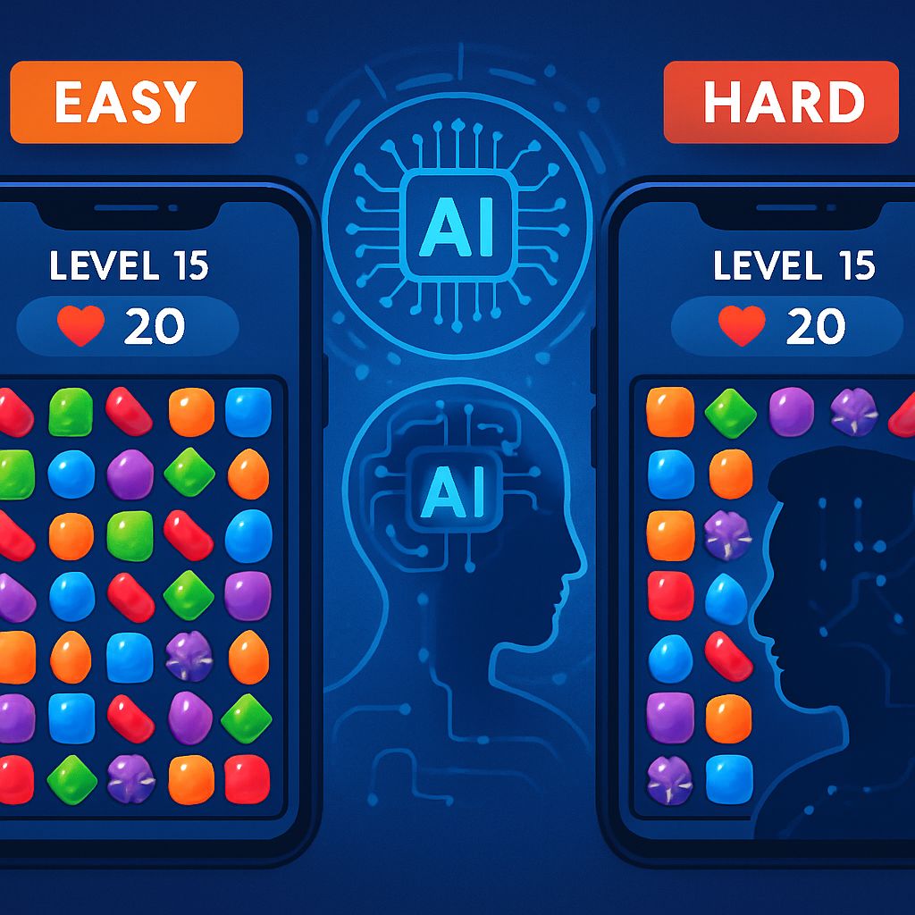 Candy Crush AI adjusting difficulty based on user behavior