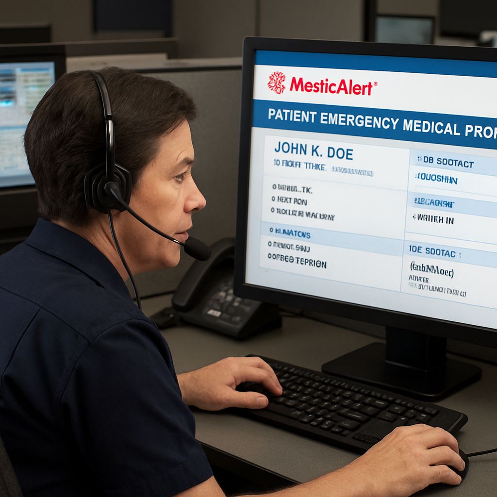 911 dispatcher using MedicAlert 911 Access to view emergency health records