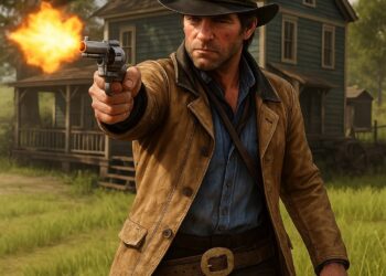 Collage of Rockstar Games titles including Red Dead Redemption 2, Grand Theft Auto, Manhunt, and Bully showcasing iconic characters and scenes in a gritty, cinematic style