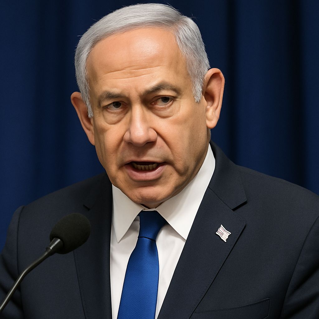 Netanyahu standing on a chessboard symbolizing political strategy and power moves