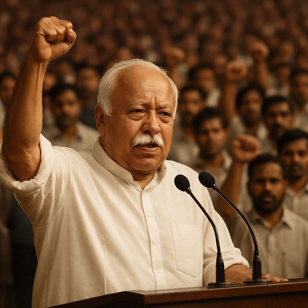 Mohan Bhagwat addressing the nation on national security as civilisational duty