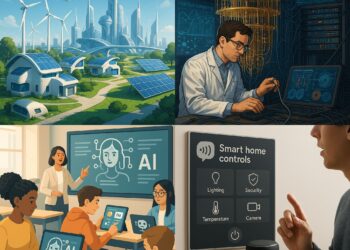 Futuristic city with AI, smart homes, and renewable energy, representing a bright future ahead