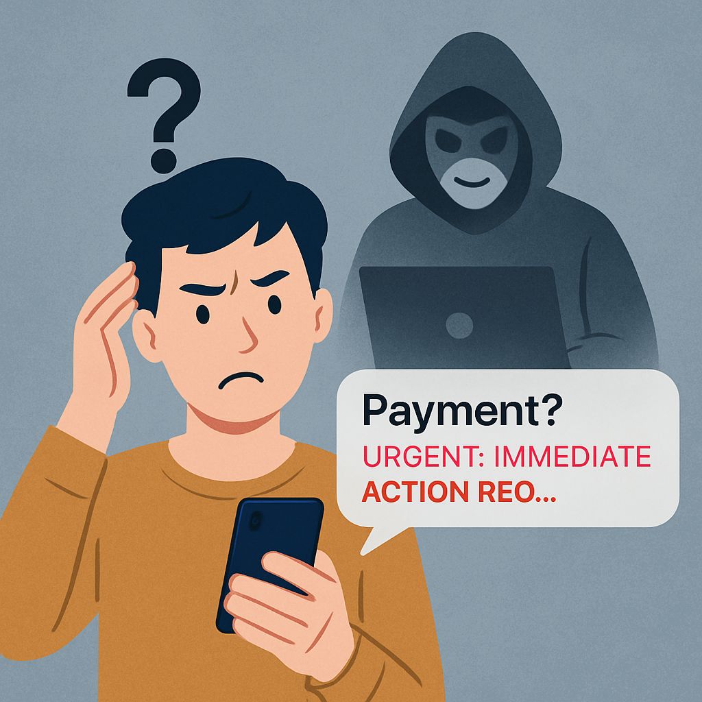 cybersecurity as a default setting An Indian smartphone user encountering a digital scam UPI message