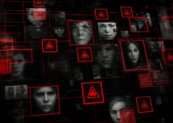 Illustration of a Fake AI Jobseeker using deepfake technology during a virtual interview in 2025