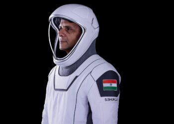 Shubhanshu Shukla aboard the ISS during Axiom-4 mission, conducting Indian space experiments, representing India’s human spaceflight journey
