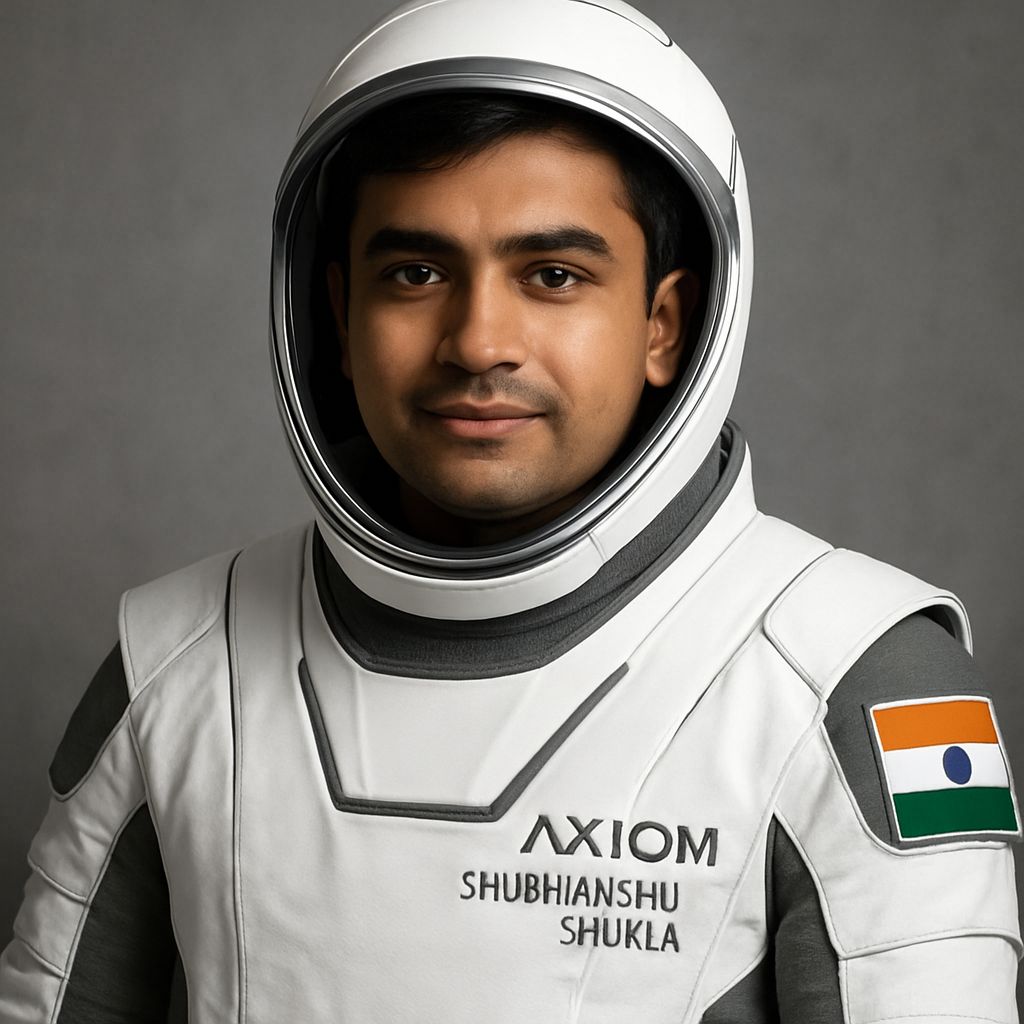 Shubhanshu Shukla ISS Mission in Axiom-4 space suit representing India