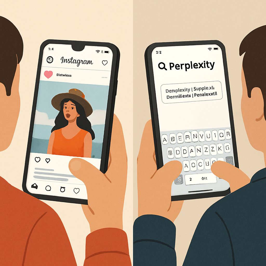 Perplexity Comet Browser user vs. Instagram scrolling comparison