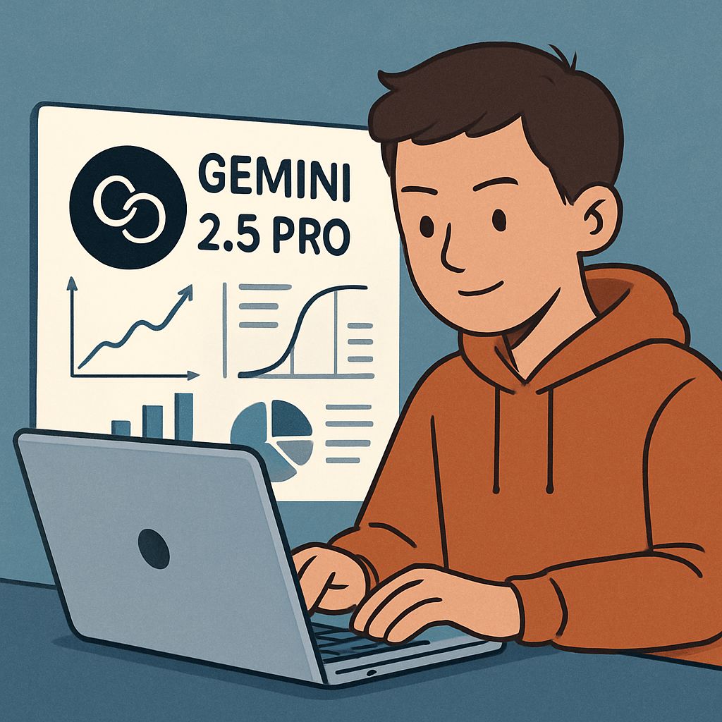 Student researching with Gemini 2.5 Pro AI in Google Search