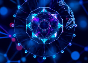 AI-driven biomedical engineering education, with students working with holographic displays and futuristic medical technology in a high-tech lab.