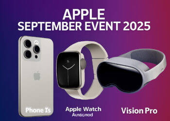 Apple September Event 2025 teaser with iPhone 15, Apple Watch Series 9, and Vision Pro, showcasing upcoming tech innovations.