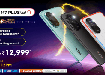 Poco M7 Plus 5G vs Poco M7 Pro 5G comparison showing design, display, and specifications