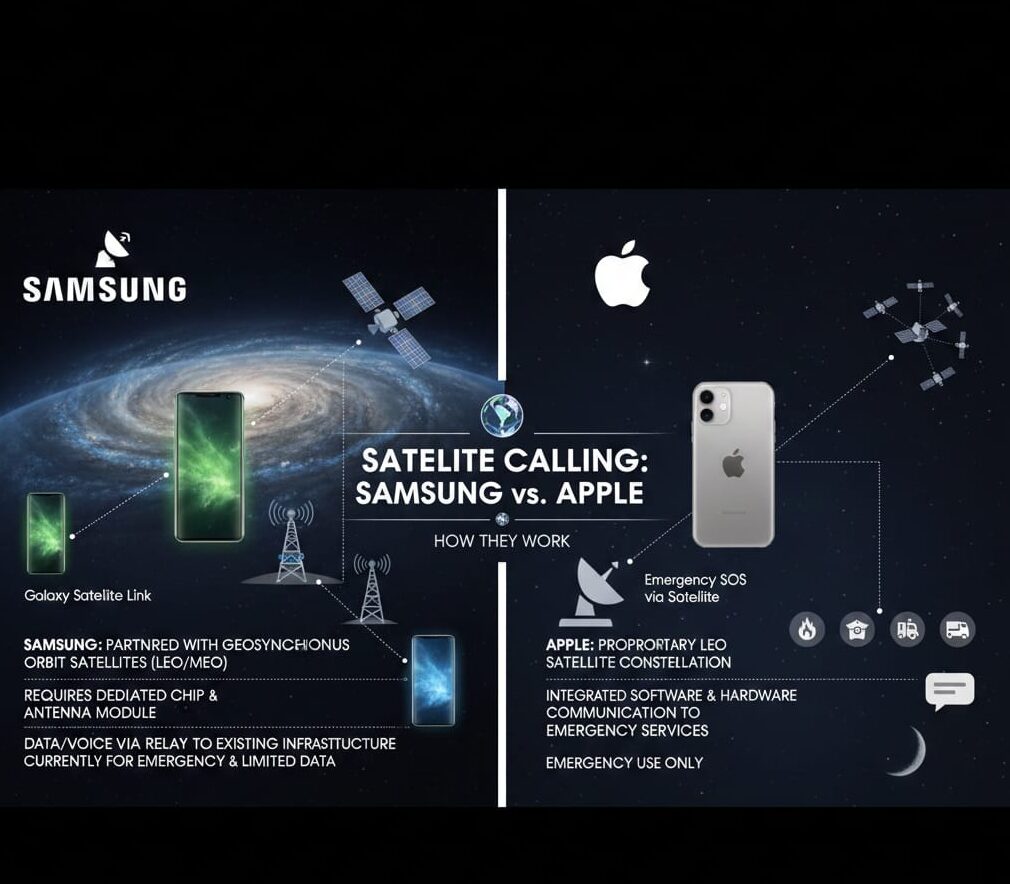 Samsung vs Apple satellite calling explained visually