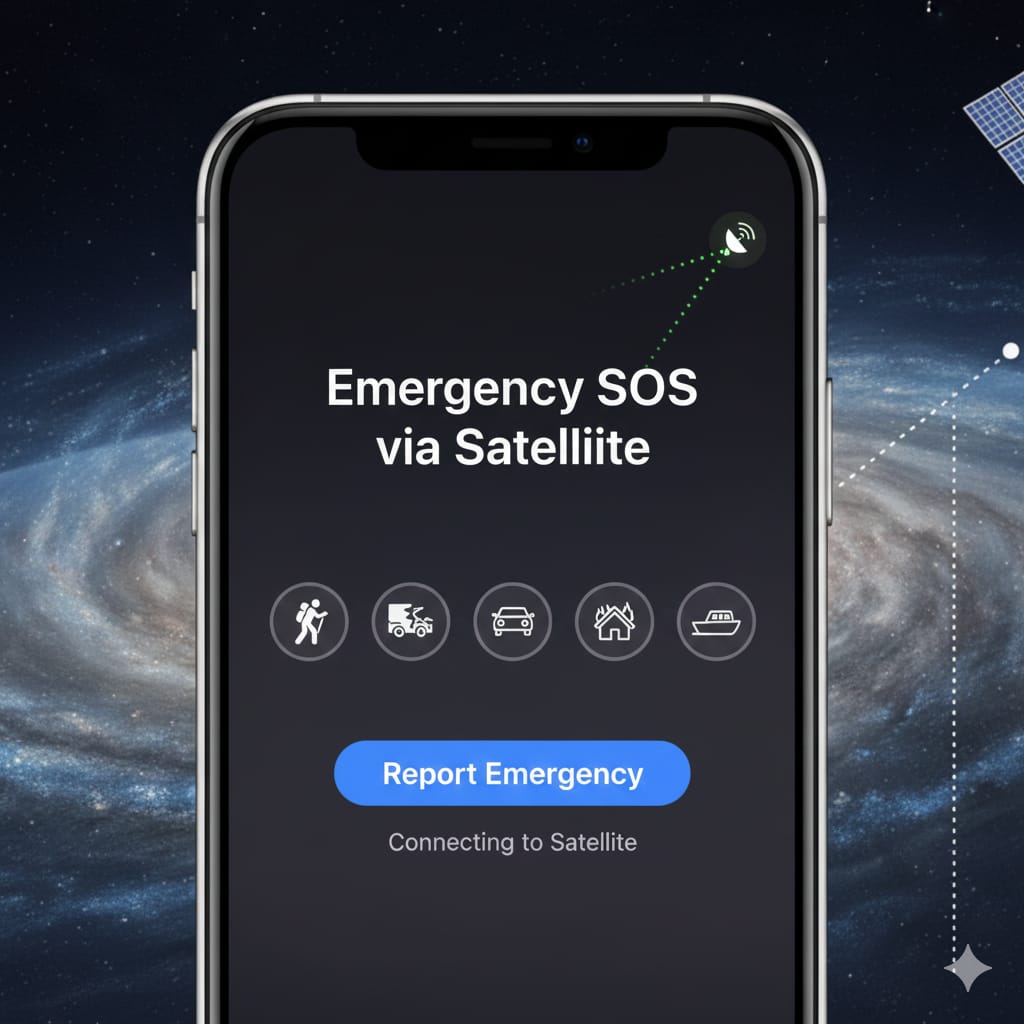 Samsung vs Apple satellite calling Apple SOS interface