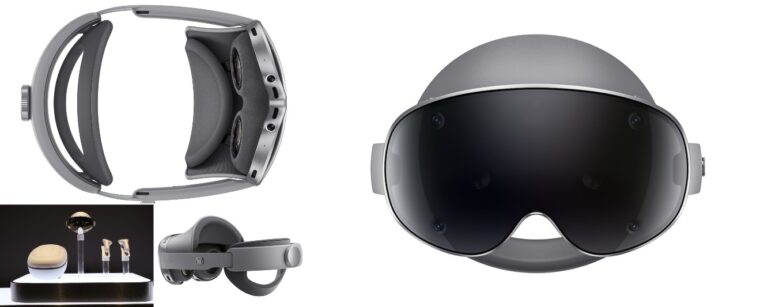 Person using Samsung Galaxy XR headset demonstrating Android XR Innovation with floating PC windows and realistic avatar in an immersive environment