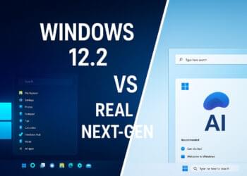 Windows 12.2 concept design showing futuristic AI-powered interface as Microsoft’s next evolution of Windows.